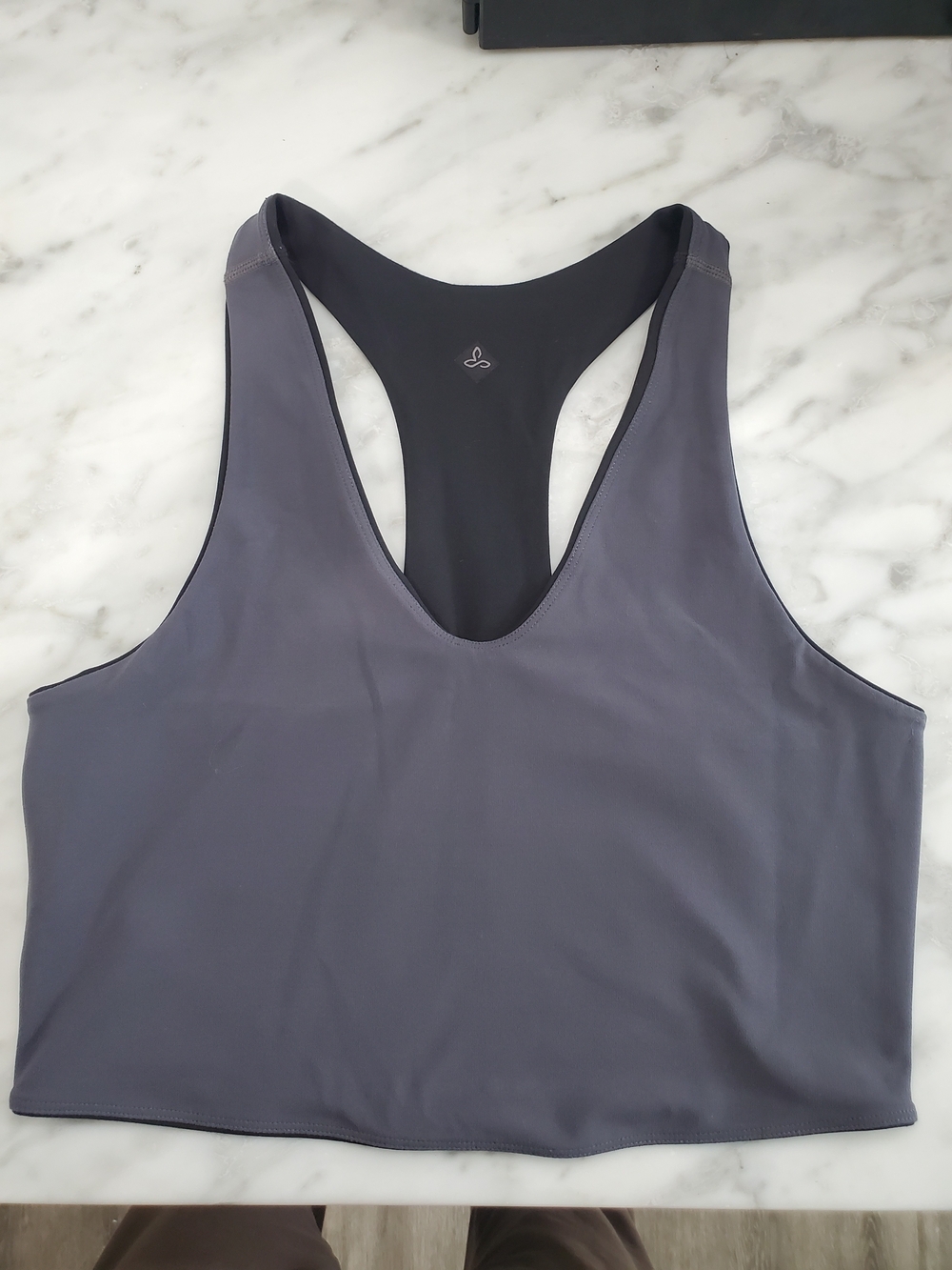 Prana Charcoal And Black Racerback Crop Tank